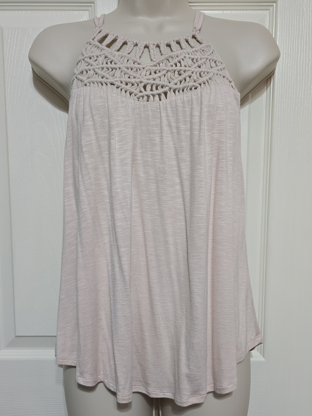 Eyeshadow Tan Crochet Yoke Camisole Tank